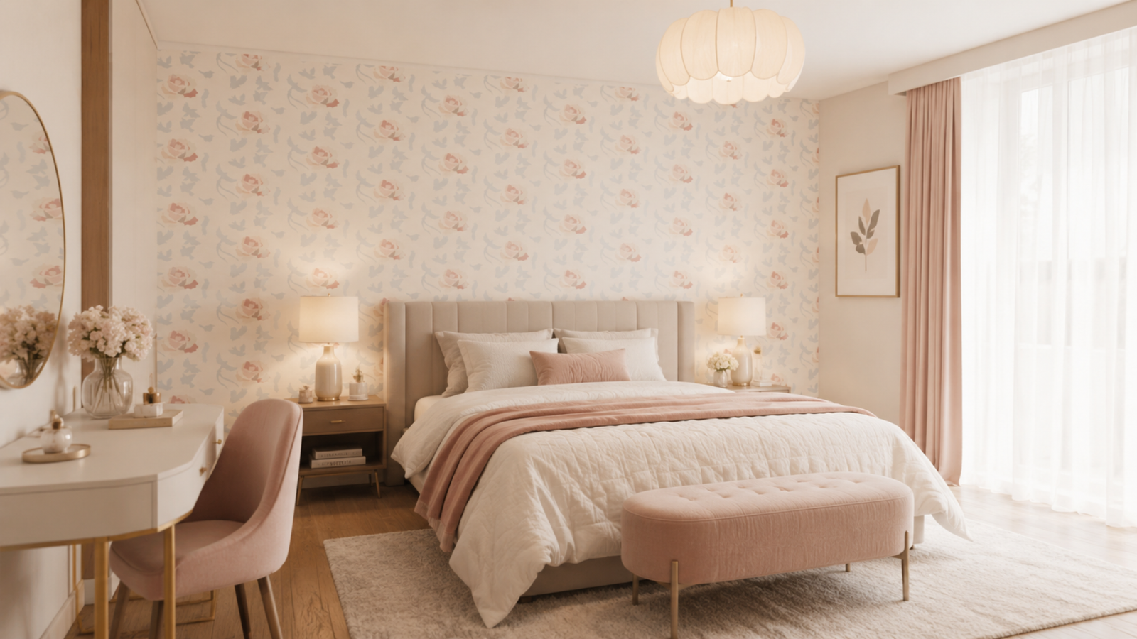 Papel mural personalizado con diseño Aves y flores — diseño ilustrado y vectorizado de Artbyflopy
